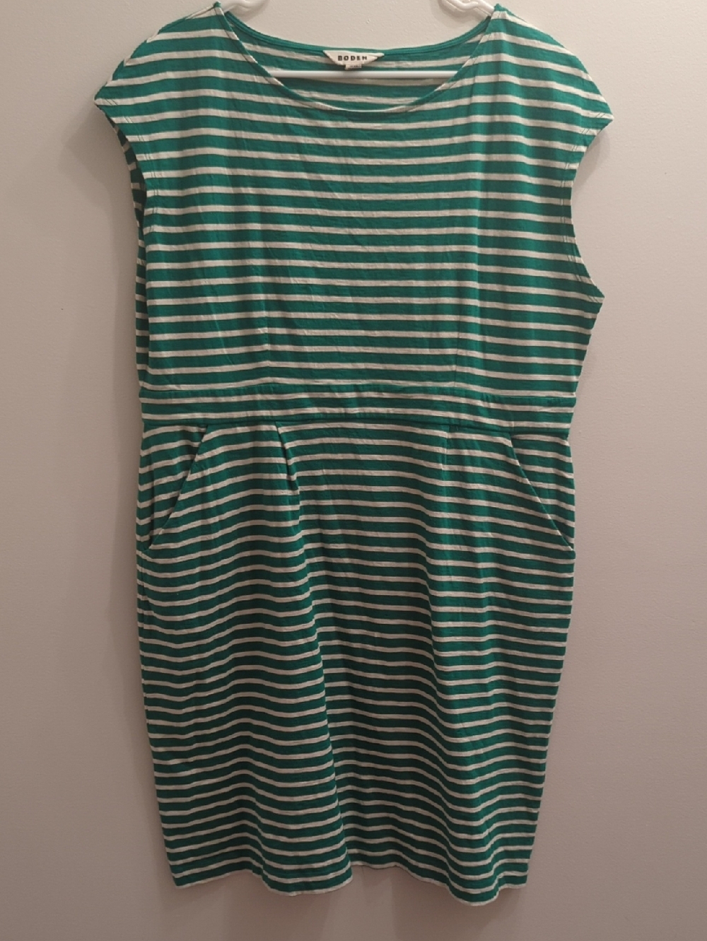 2/$40 - Boden Emerald Green & White Striped Jersey Dress (US 20/22)